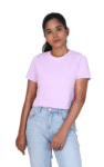 Lavender Luxe Crop Round Neck Tee – Soft & Stylish