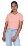 Peach Bloom Crop Round Neck Tee – Soft & Stylish Everyday Wear